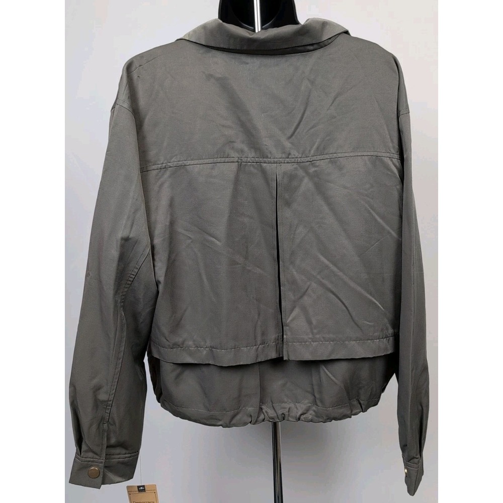 Democracy Womens Size M Sateen Olive Green Zip Up Jacket NWT - Picture 4 of 7